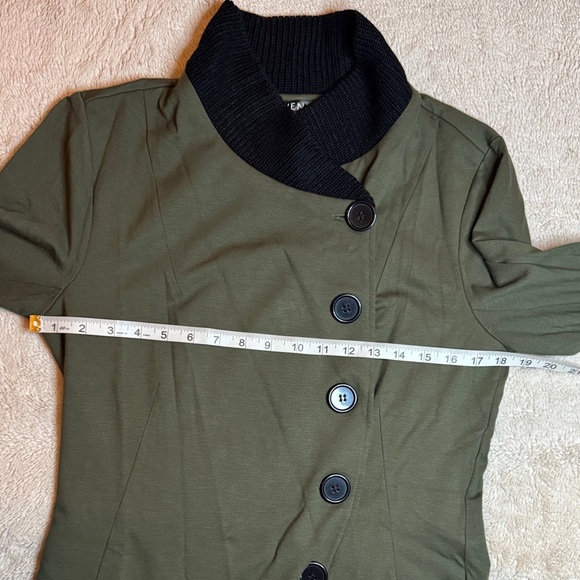 VENUS Olive Jacket with Black Trim Stretch sz 8 - Picture 8 of 13